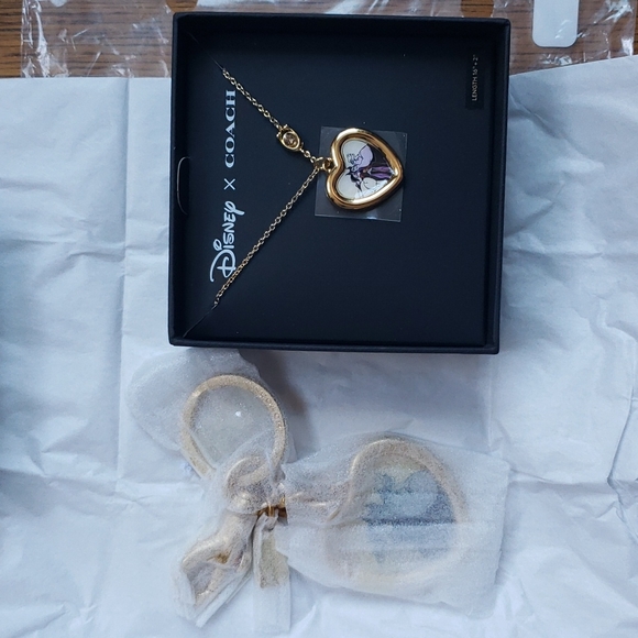 NWT Coach x Disney Matching Villains Locket Bag Charm And Heart Necklace